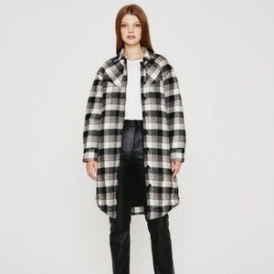 AG Jeans Overcoat Field Plaid Black Multi Women Outerwear